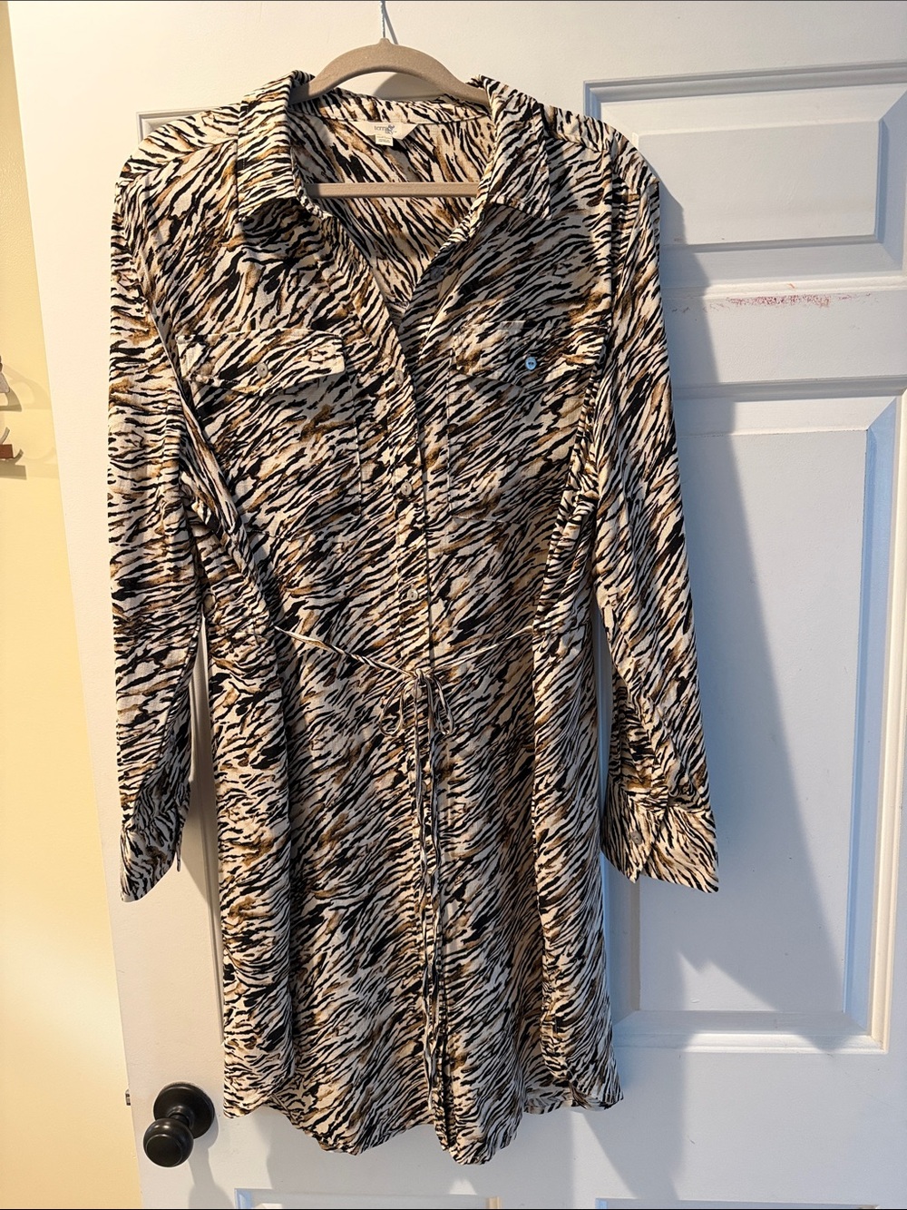 Terra & Sky Animal-Print Long Sleeve Shirt Dress 1X
